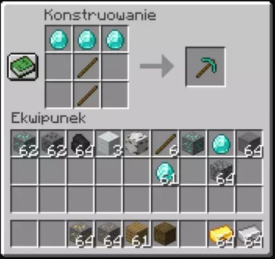 Jak zrobić kilof w minecraft?